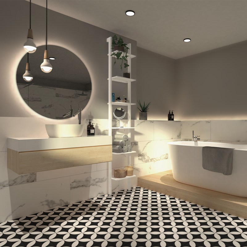 Une salle de bain sobre et moderne